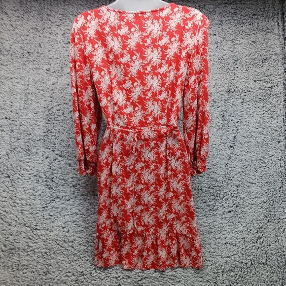 American Eagle Red Floral Wrap Dress Mini- Midi. 3/4 Sleeve. Woman's Large...... - Picture 6 of 10